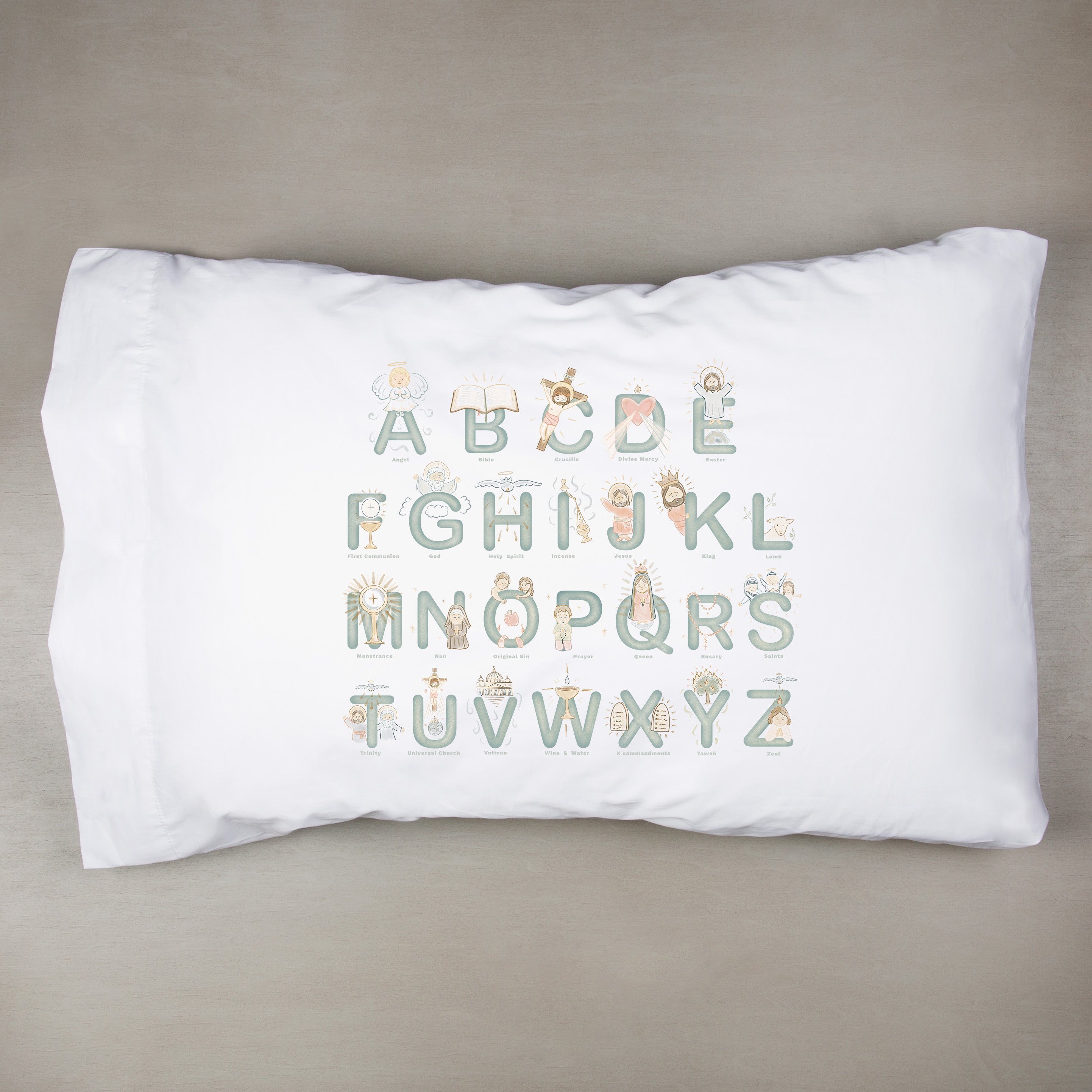 Catholic Alphabet Pillowcase