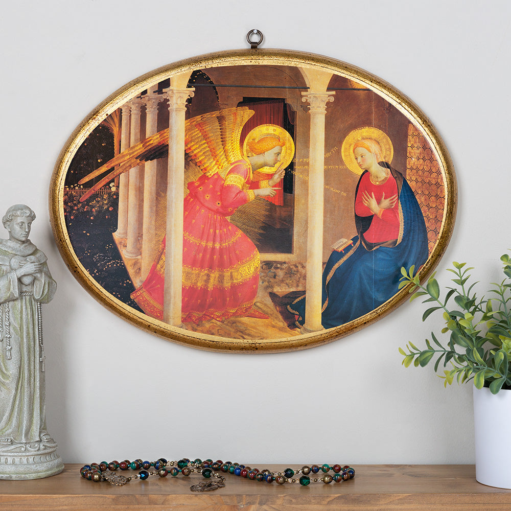 Cortona Annunciation Oval Wood Plaque - 15.8"