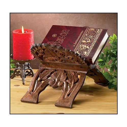 Hand Carved Wood Bible Stand