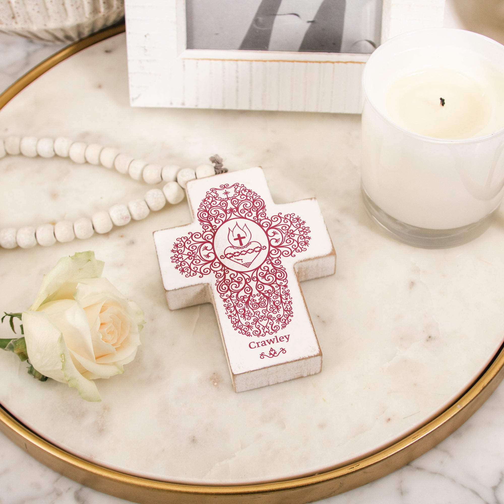 Personalized Sacred Heart Filigree Home Blessing Cross