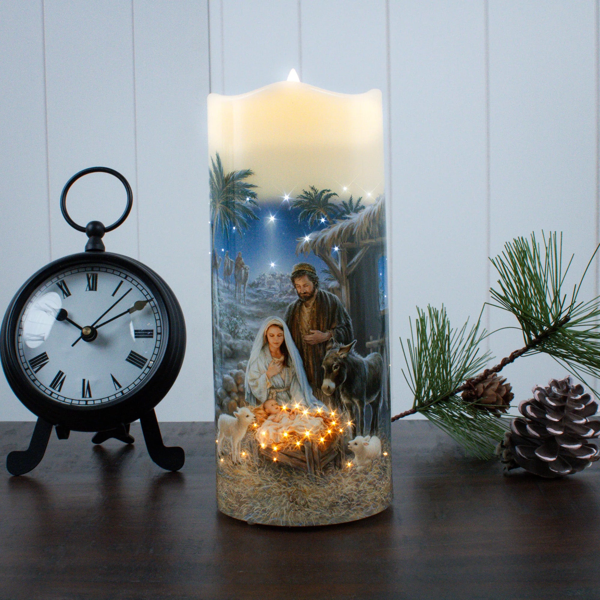 A Savior is Born Fiber Optic Candle