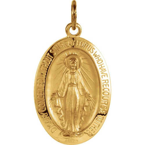 14kt Yellow 19x13.75mm Oval Miraculous Medal