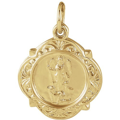 14kt Yellow Gold 12.14x12.09mm St. Raphael Medal