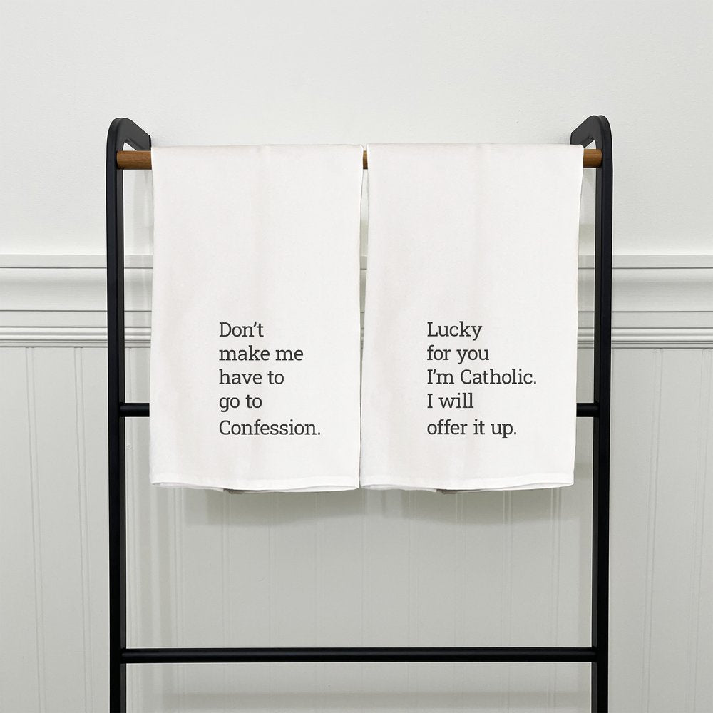 Catholic Humor Dish Towels - Set of 2