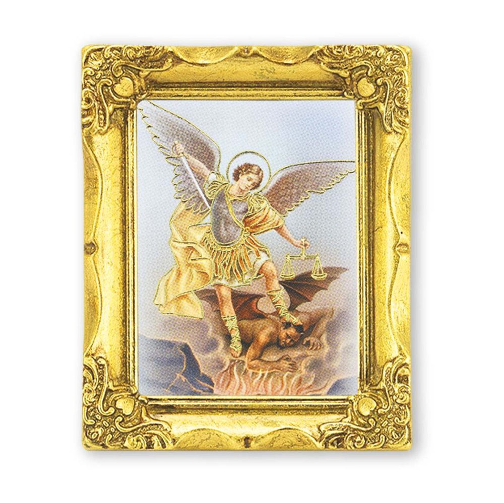 Miniature St. Michael Gold Framed Print - 3" x 2"