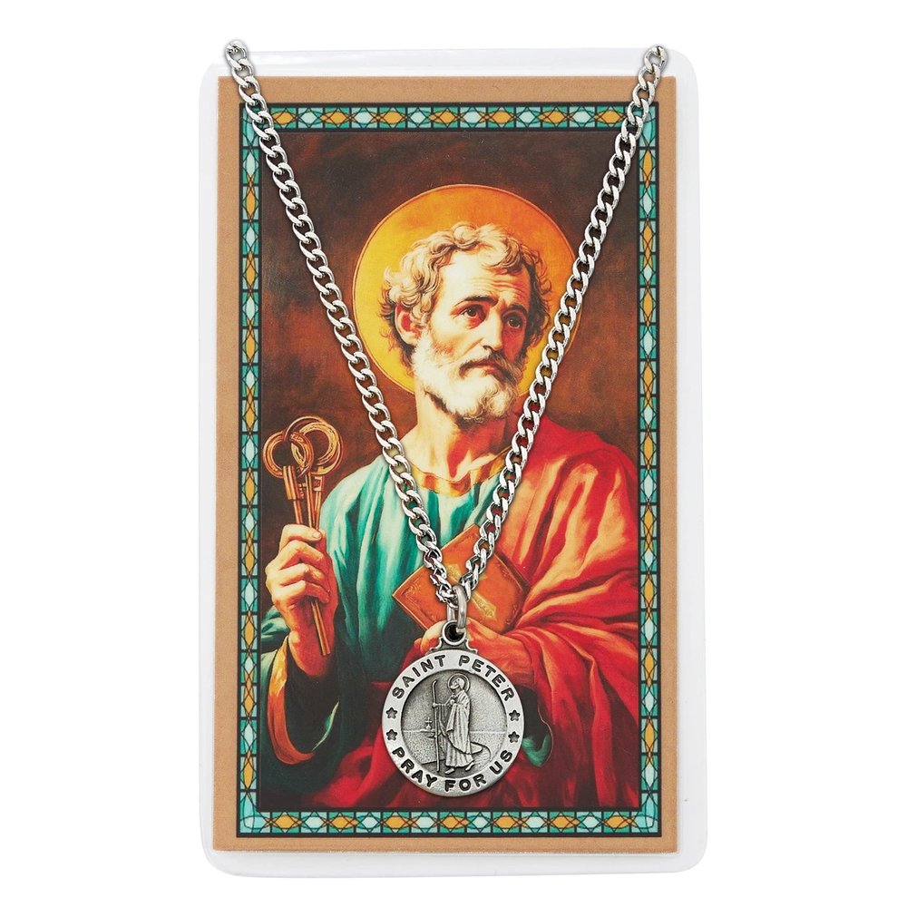 Pewter St. Peter Medal with Prayer Card