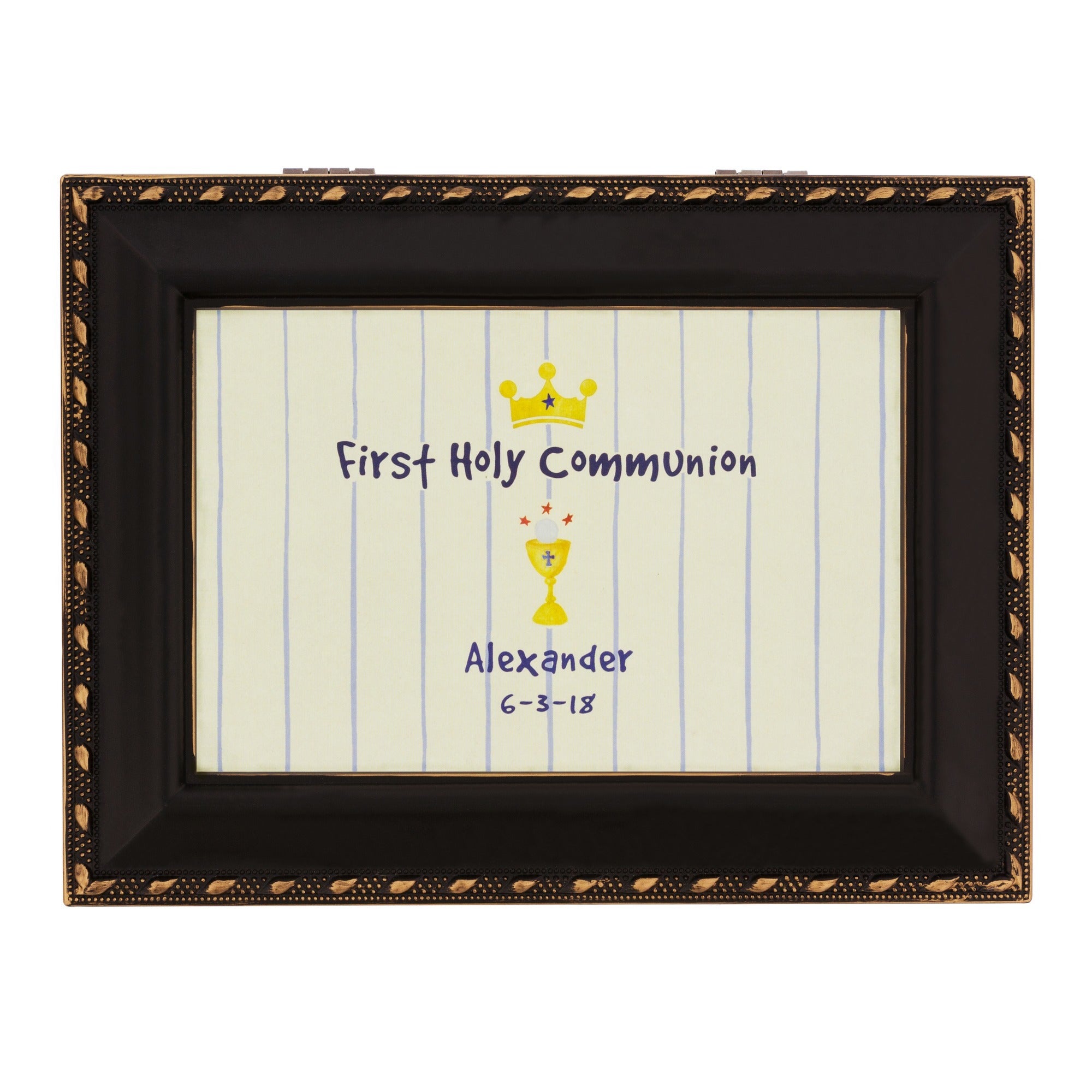 Personalized First Communion Boy's Watercolor Music Box
