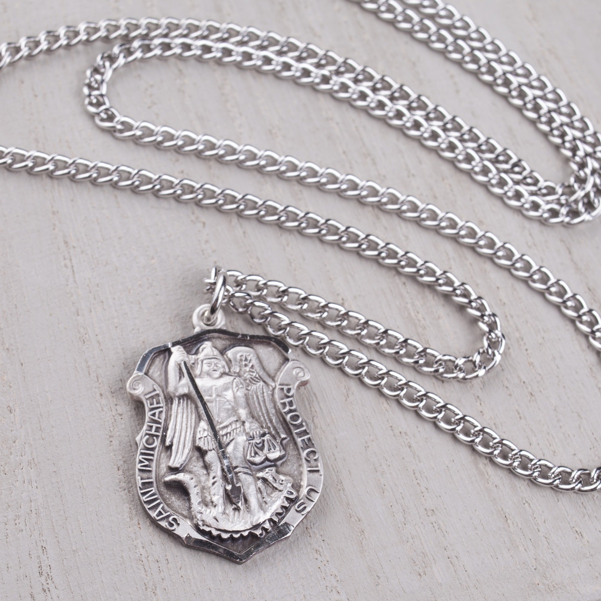 St. Michael Shield Medal - Sterling Silver