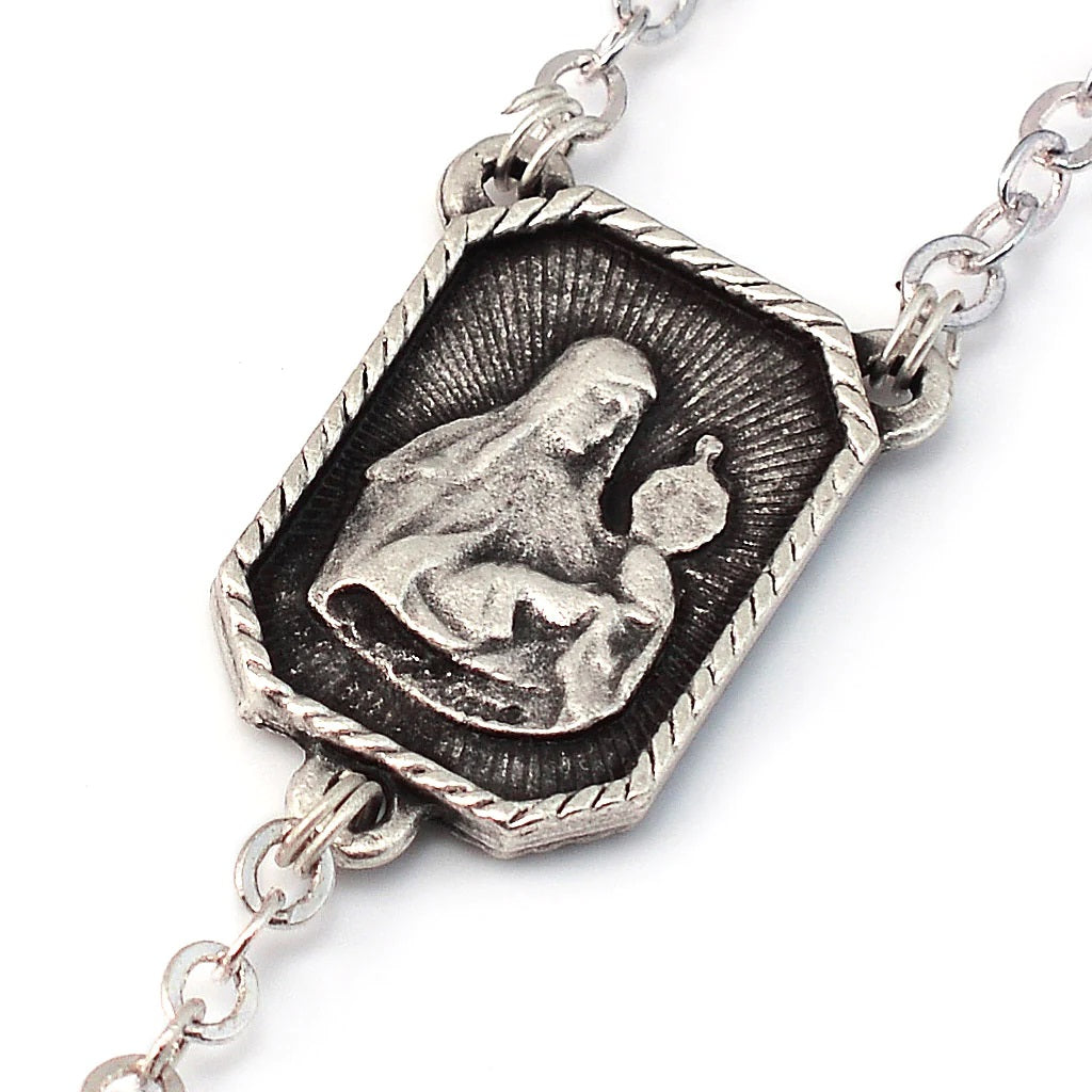 St. Francis & St. Clare Antique Wood & Silver Rosary