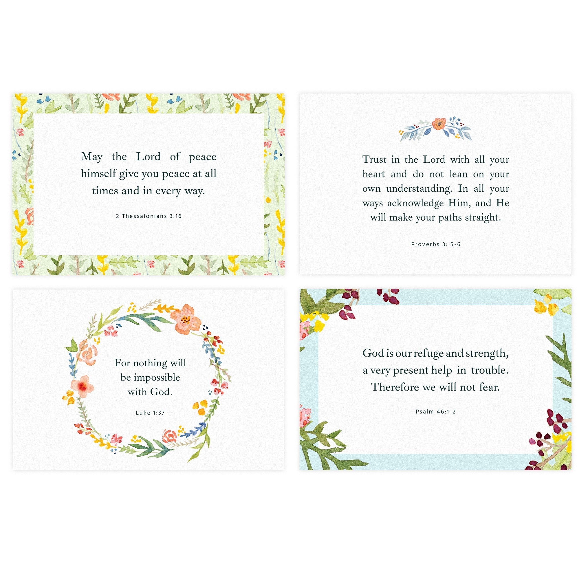 Watercolor Floral Scripture Note Card Set - Pack of 12