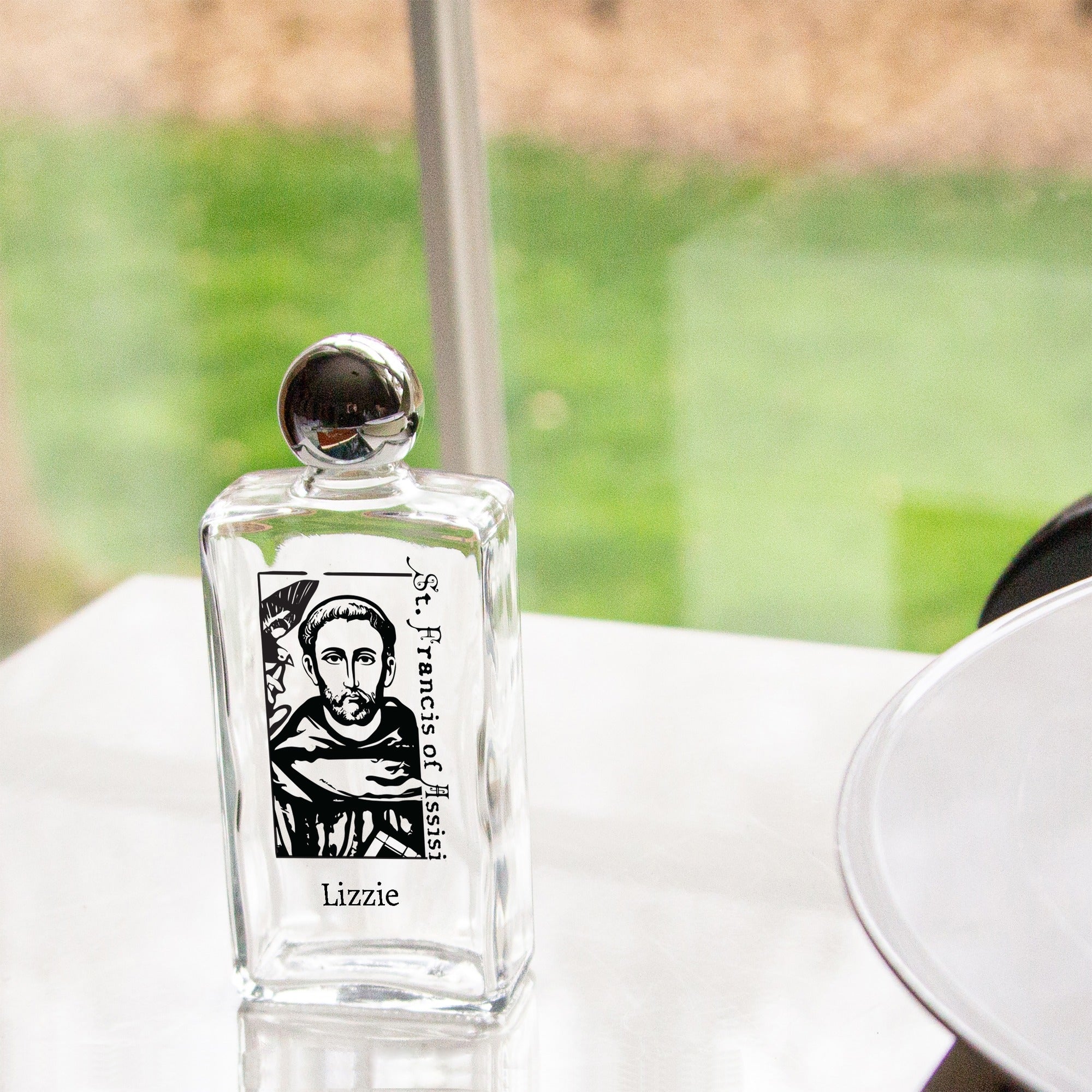 Personalized St. Francis Assisi Holy Water Bottle