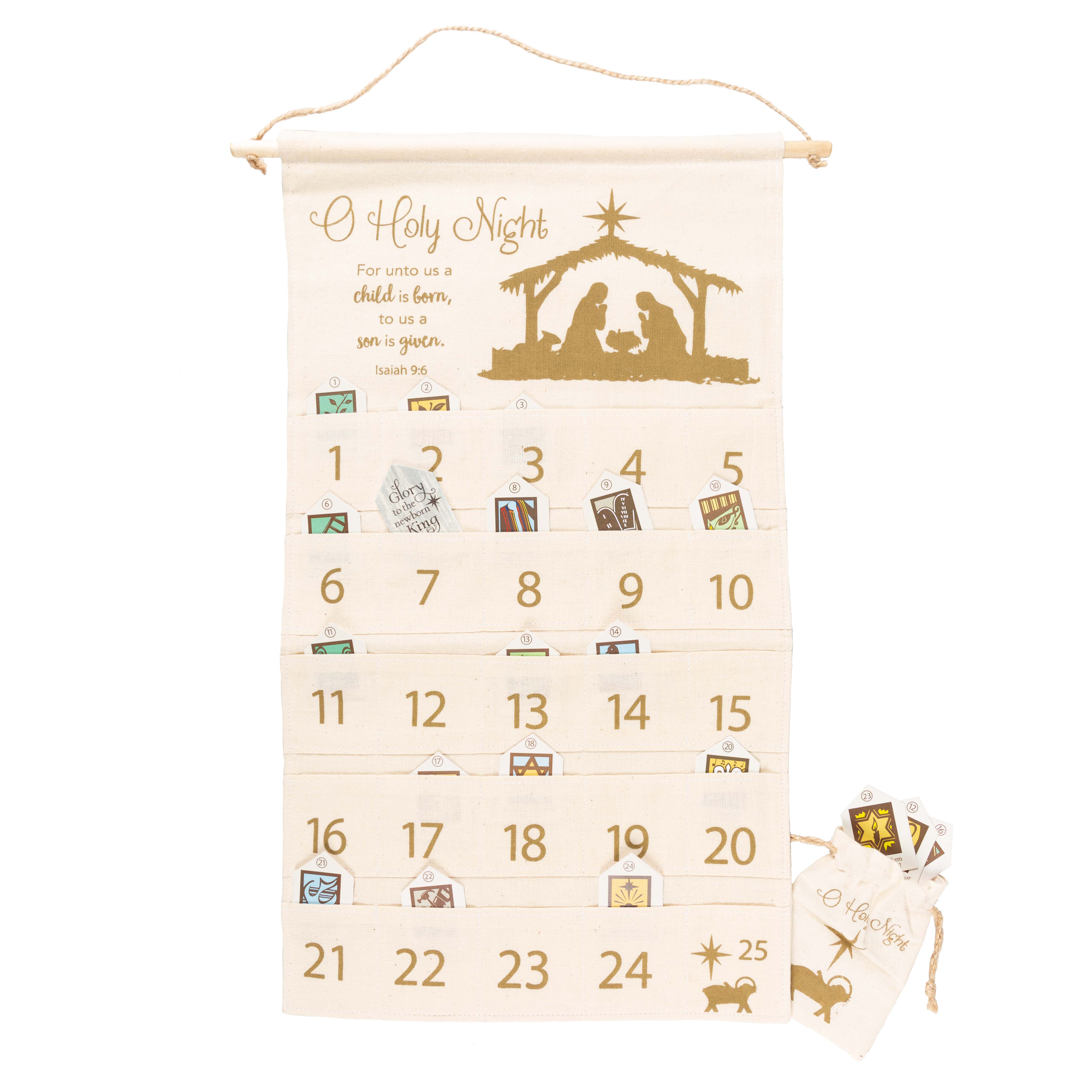 Fabric Advent Calendar with Scripture Cards - 18"