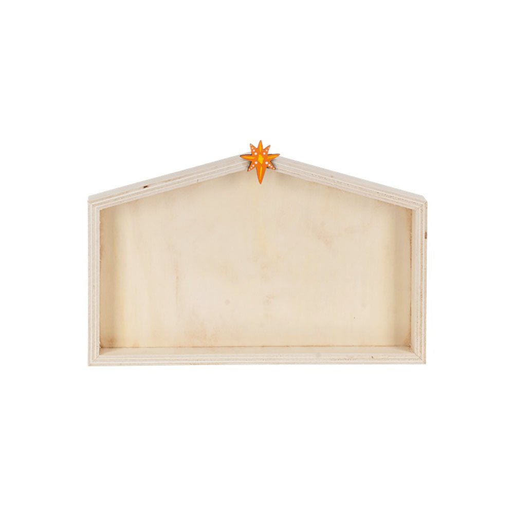 Joyful & Bright Kids Wooden Nativity Scene with Creche Box - 11 Pieces