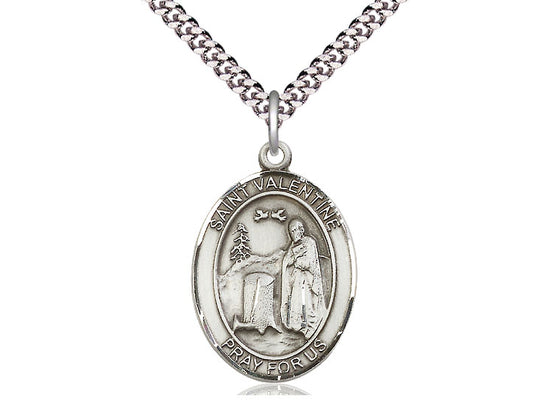 Sterling Silver St. Valentine of Rome Pendant w/ 24 inch chain