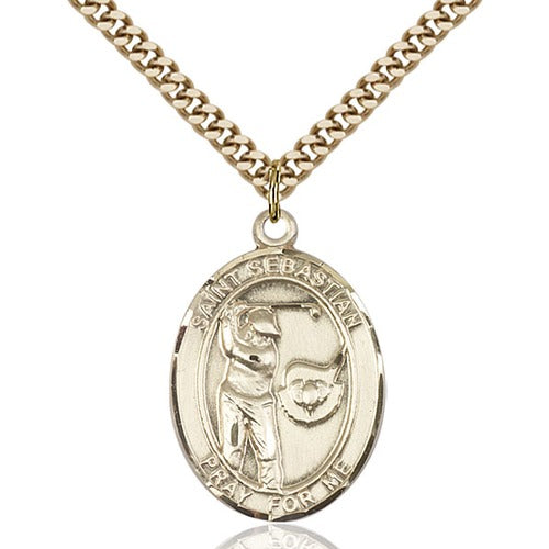 14kt Gold Filled St. Sebastian / Golf Pendant w/ chain