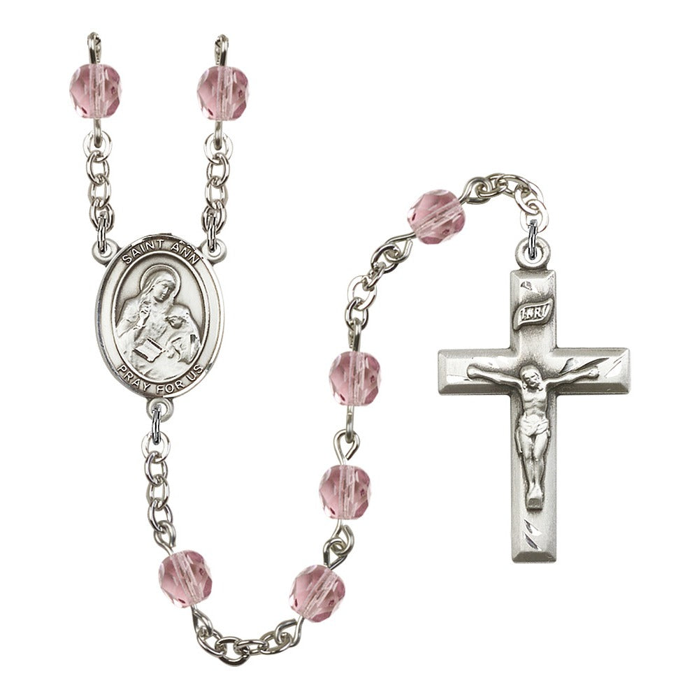 St. Ann Light Purple June Rosary 6mm
