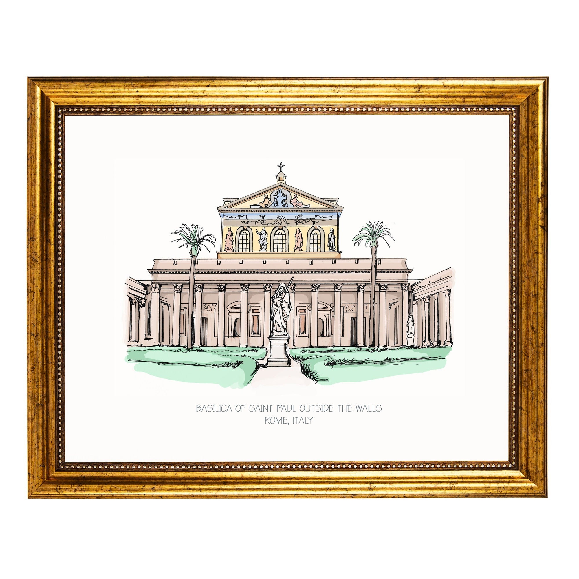 Gold Framed St Paul Basilica Art Print - 8x10"