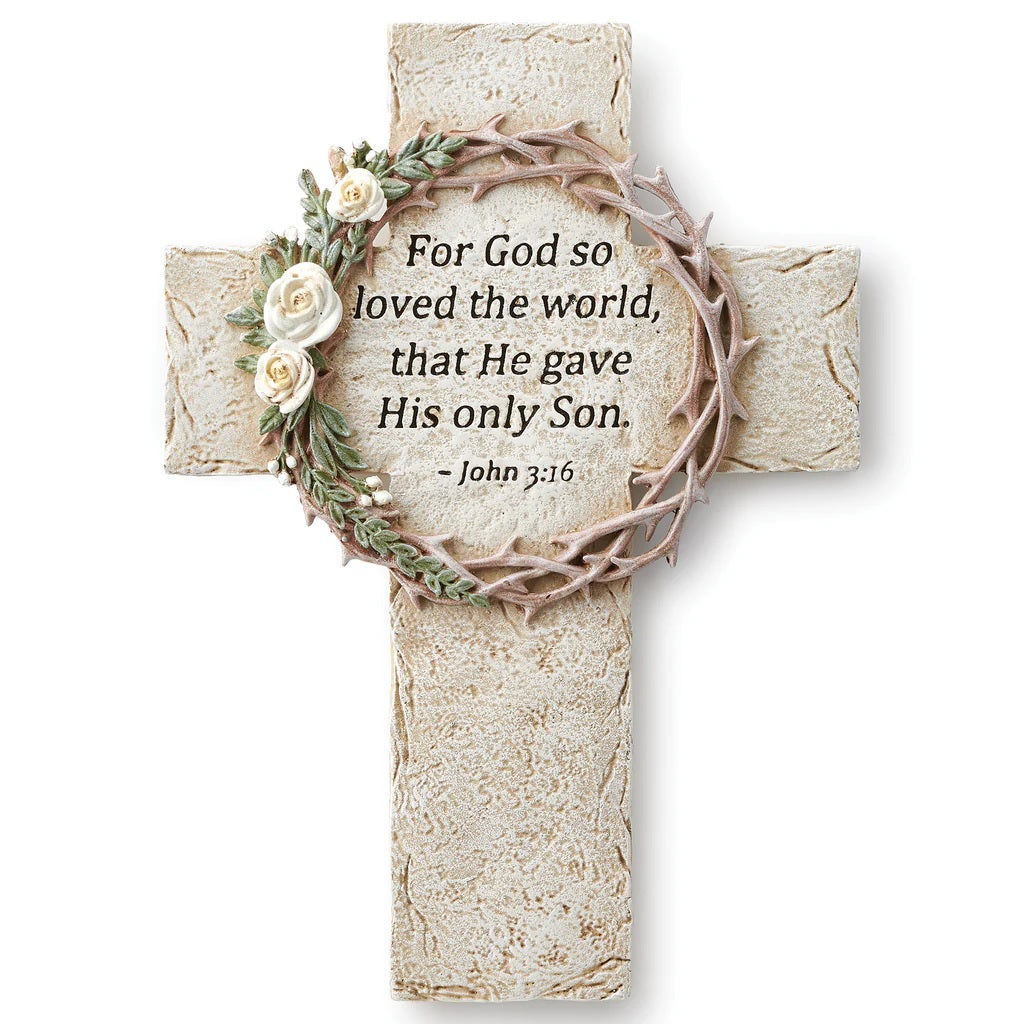 Crown of Thorns Wall Cross - John 3:16 | The Catholic Company®