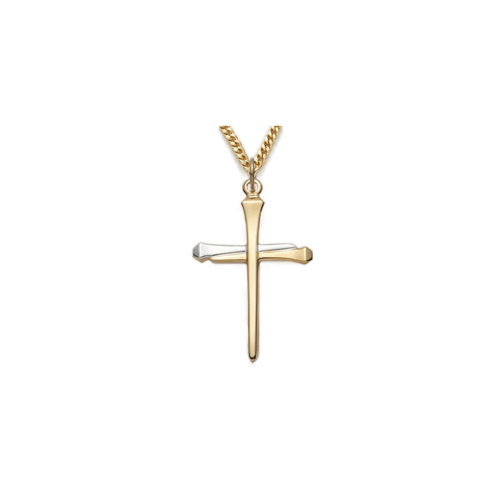 Two Tone Nail Cross Necklace