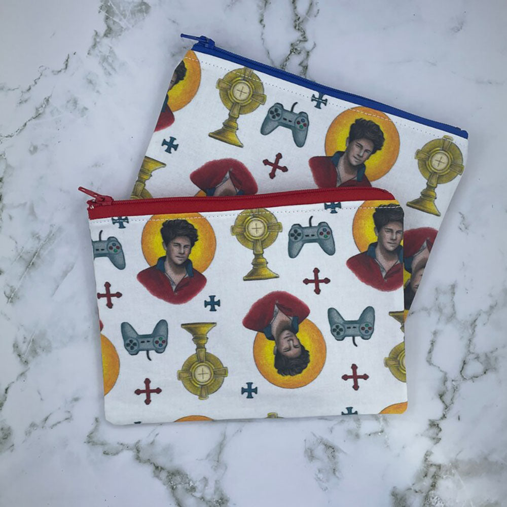 St. Carlo Acutis Brightly Colored Zippered Rosary Pouch