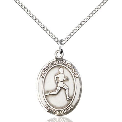 Sterling Silver St. Christopher/Track & Field Pendant