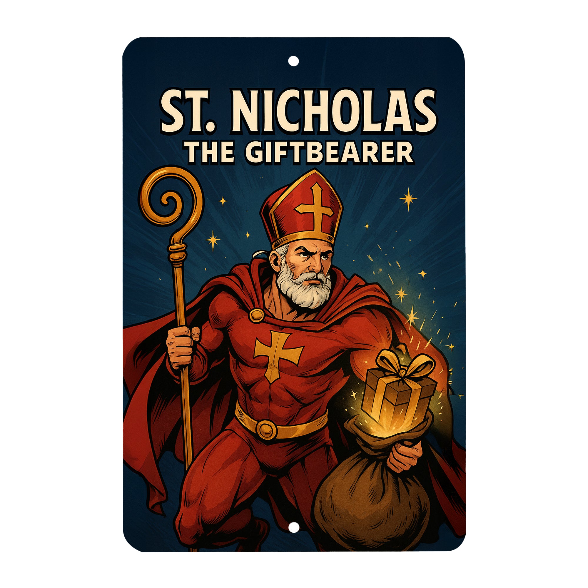 St. Nicholas Superhero Tin Sign