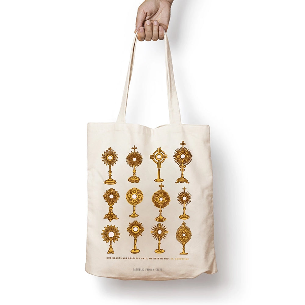 Golden Monstrance Canvas Tote Bag