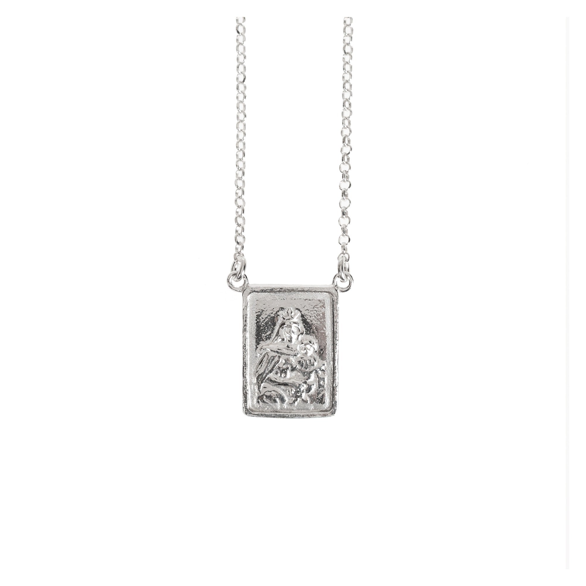 Single Medal Scapular Necklace in Sterling Silver