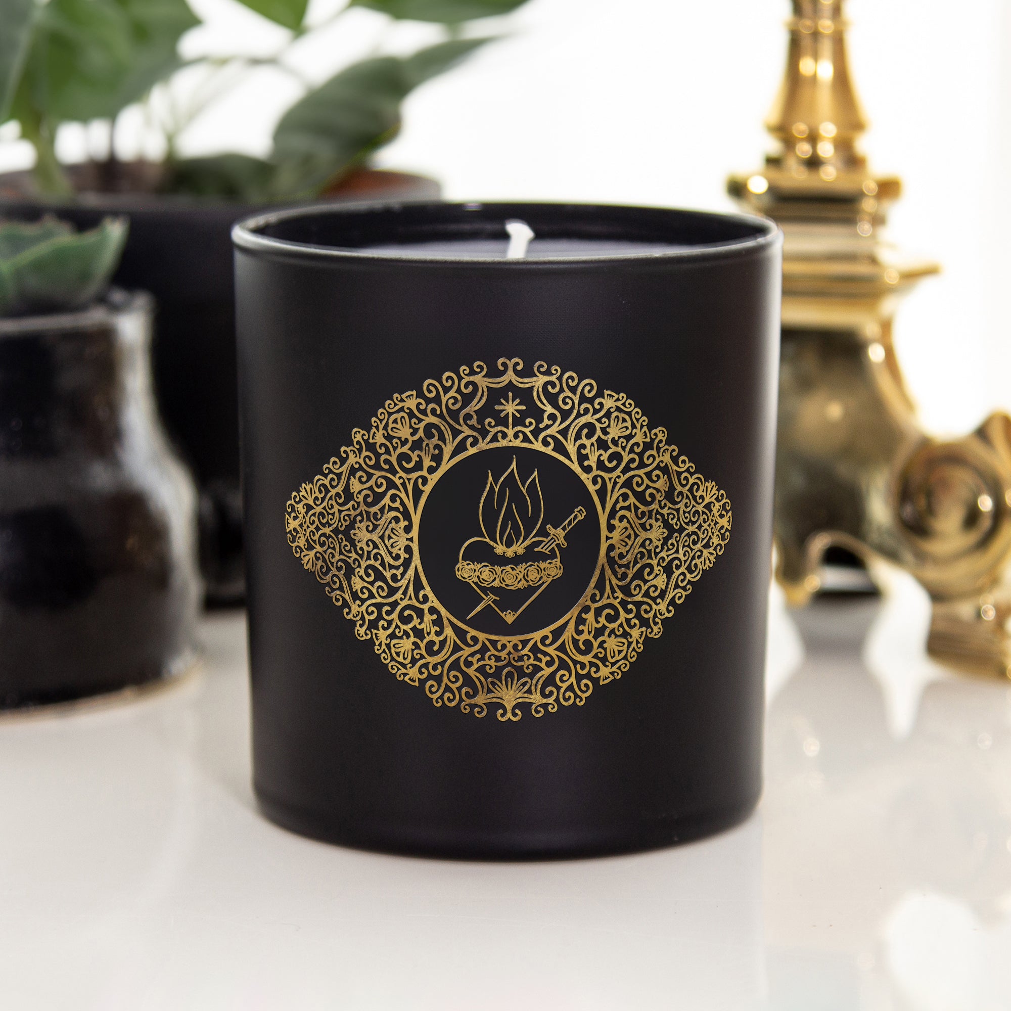 Immaculate Heart of Mary Gold Filigree Candle