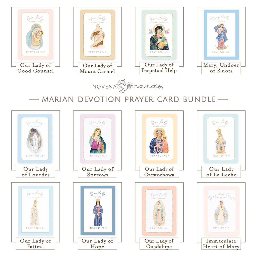Popular Marian Devotions Prayer Card Bundle (12 Cards)