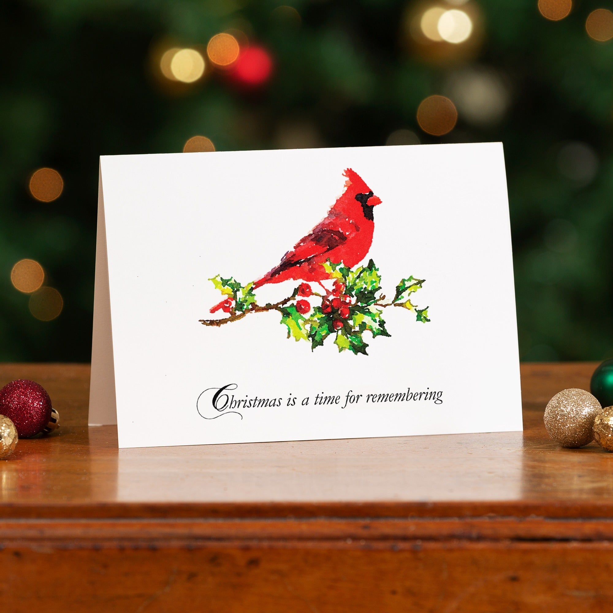 Single Cardinal Memorial Christmas Card