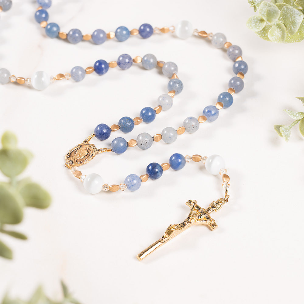 Blue Aventurine Mary Mother of God Rosary