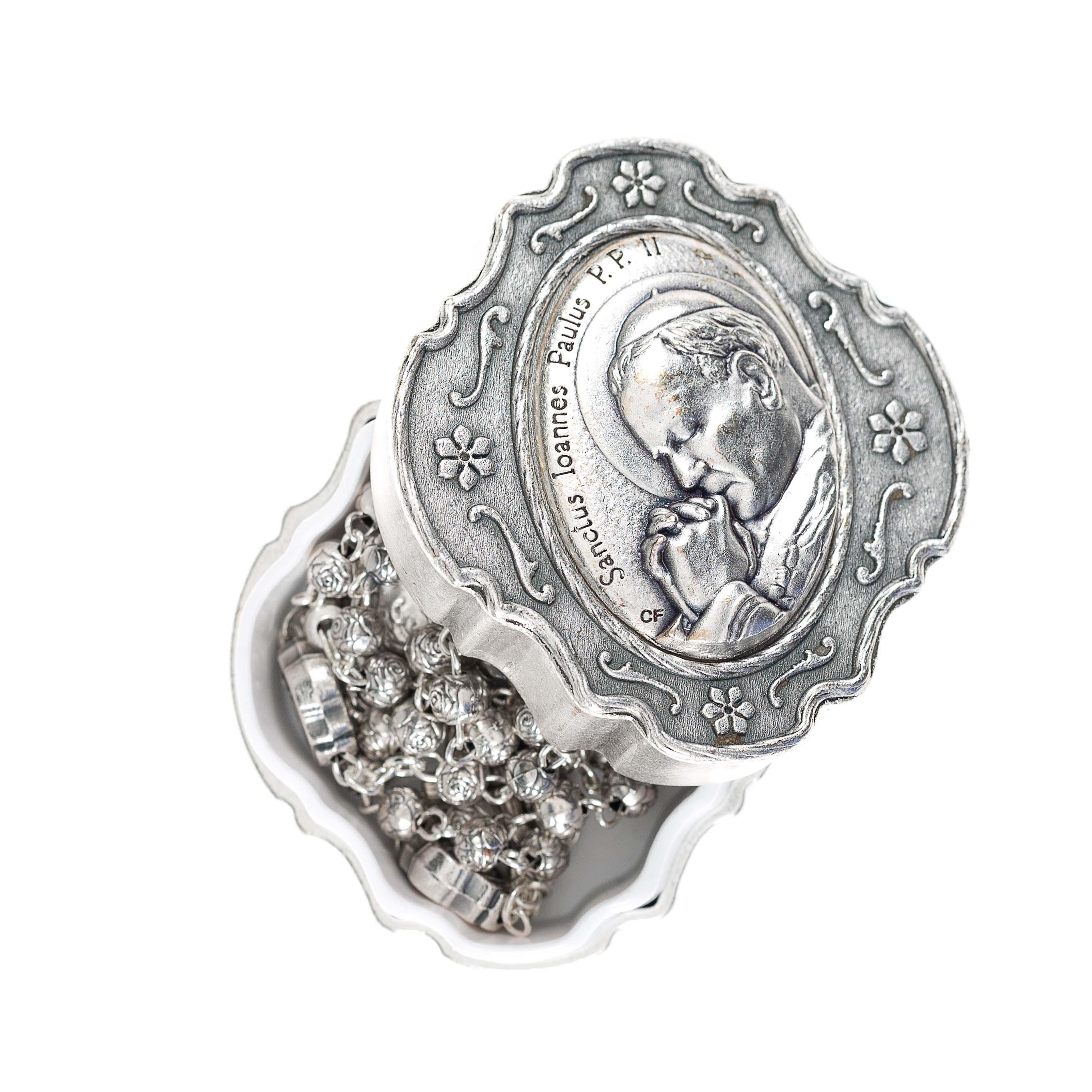 Pope Saint John Paul II Rosary Box with Rosary