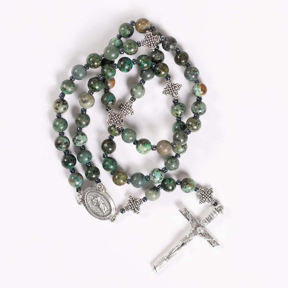 St. Jude African Pine Agate Rosary