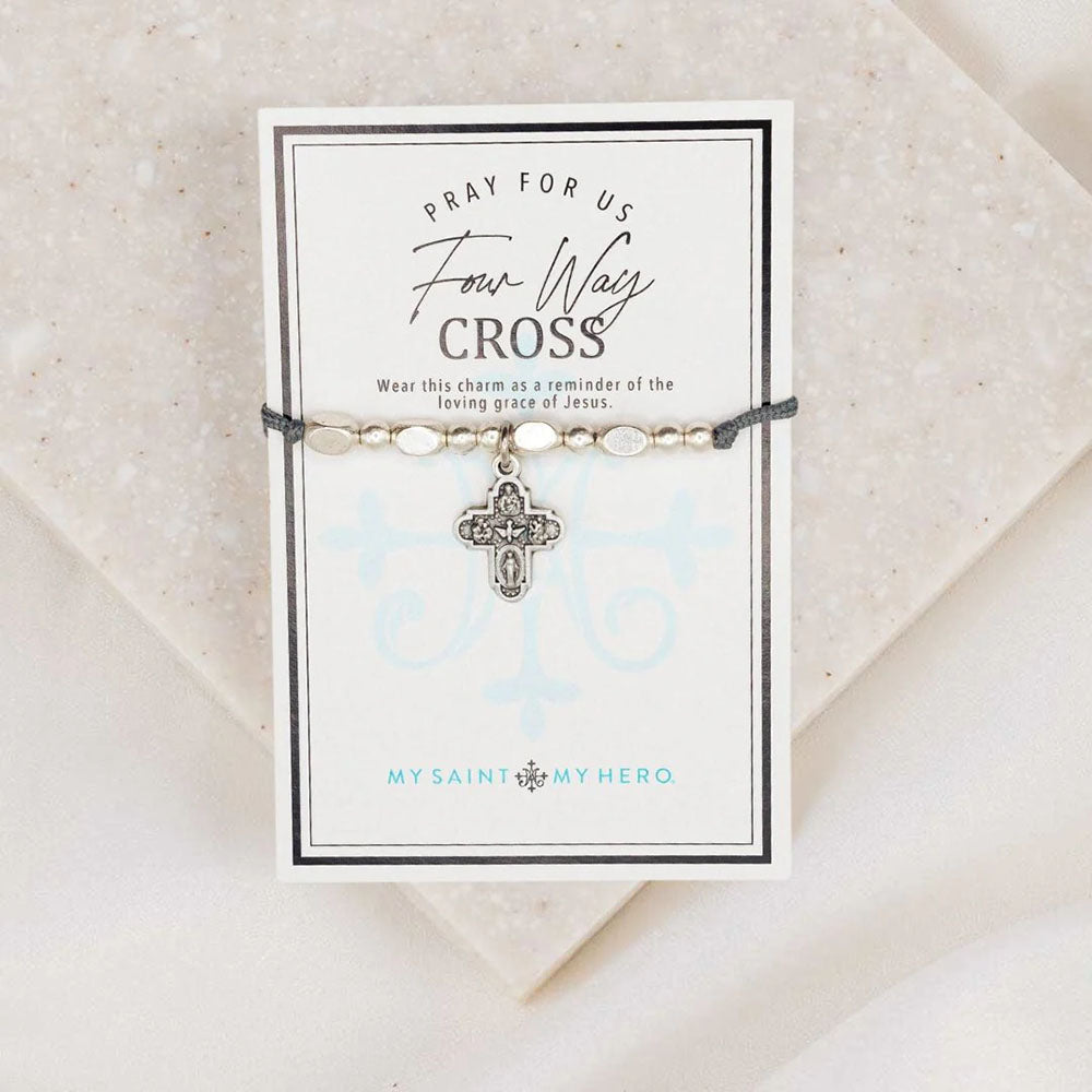 Silver Four-Way Cross Little Saints Bracelet