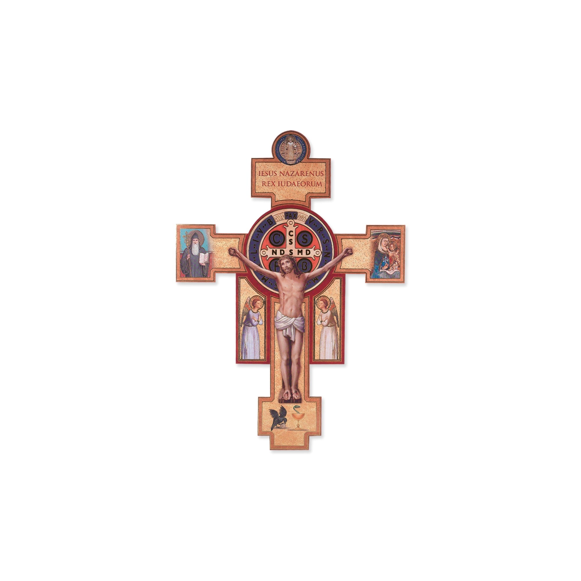 St. Benedict Colored Wall Crucifix - 14"