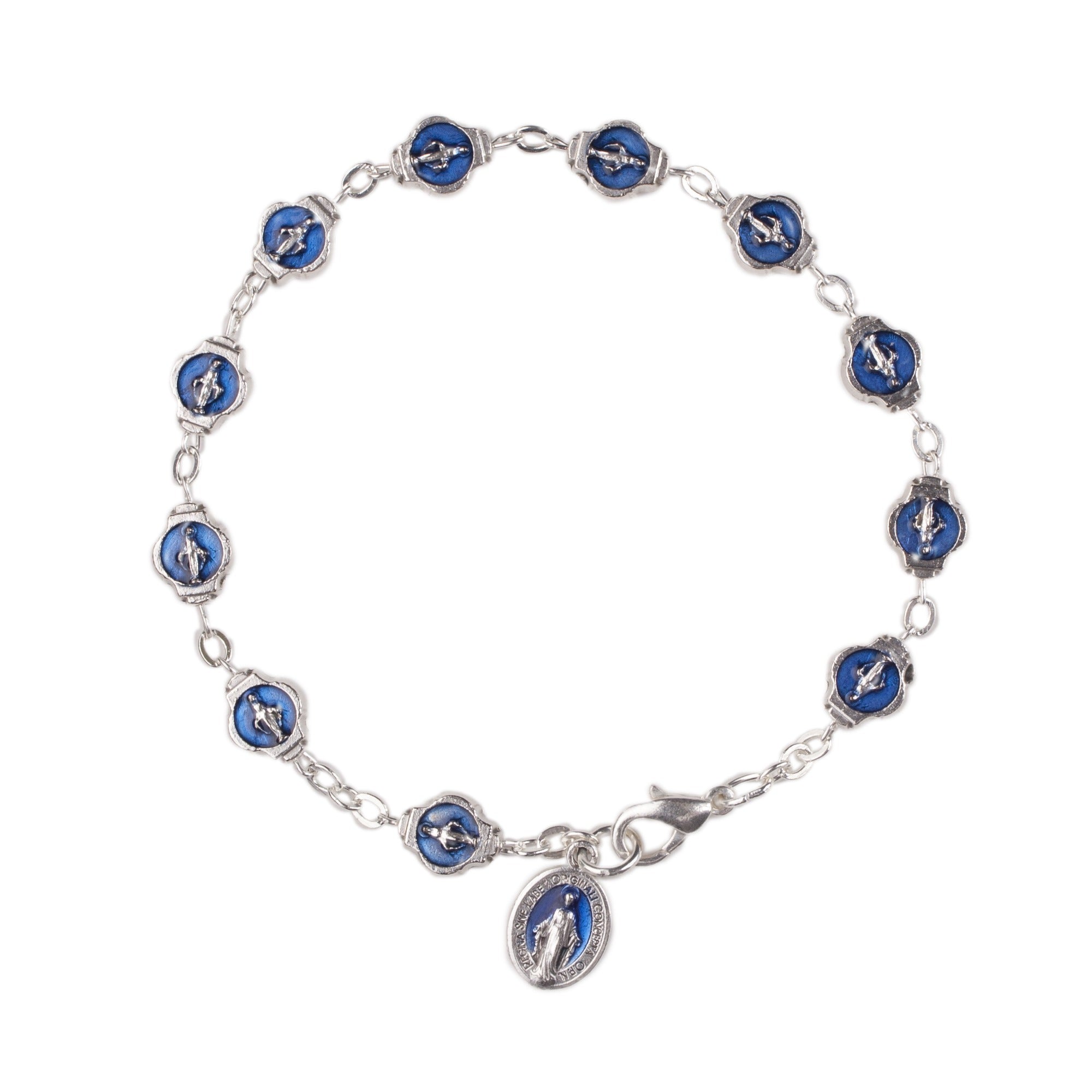 Blue Enamel Miraculous Box w/ Rosary Bracelet