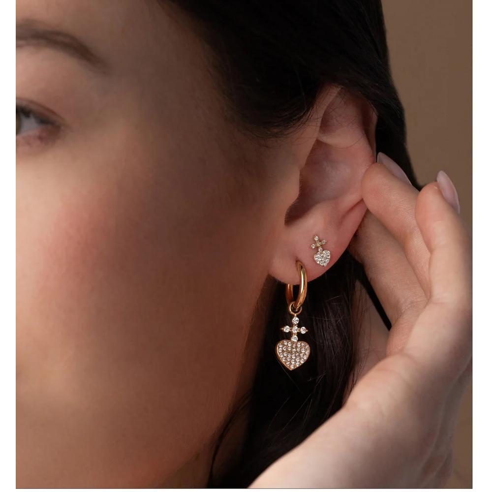 Crystal Sacred Heart Stud Earrings