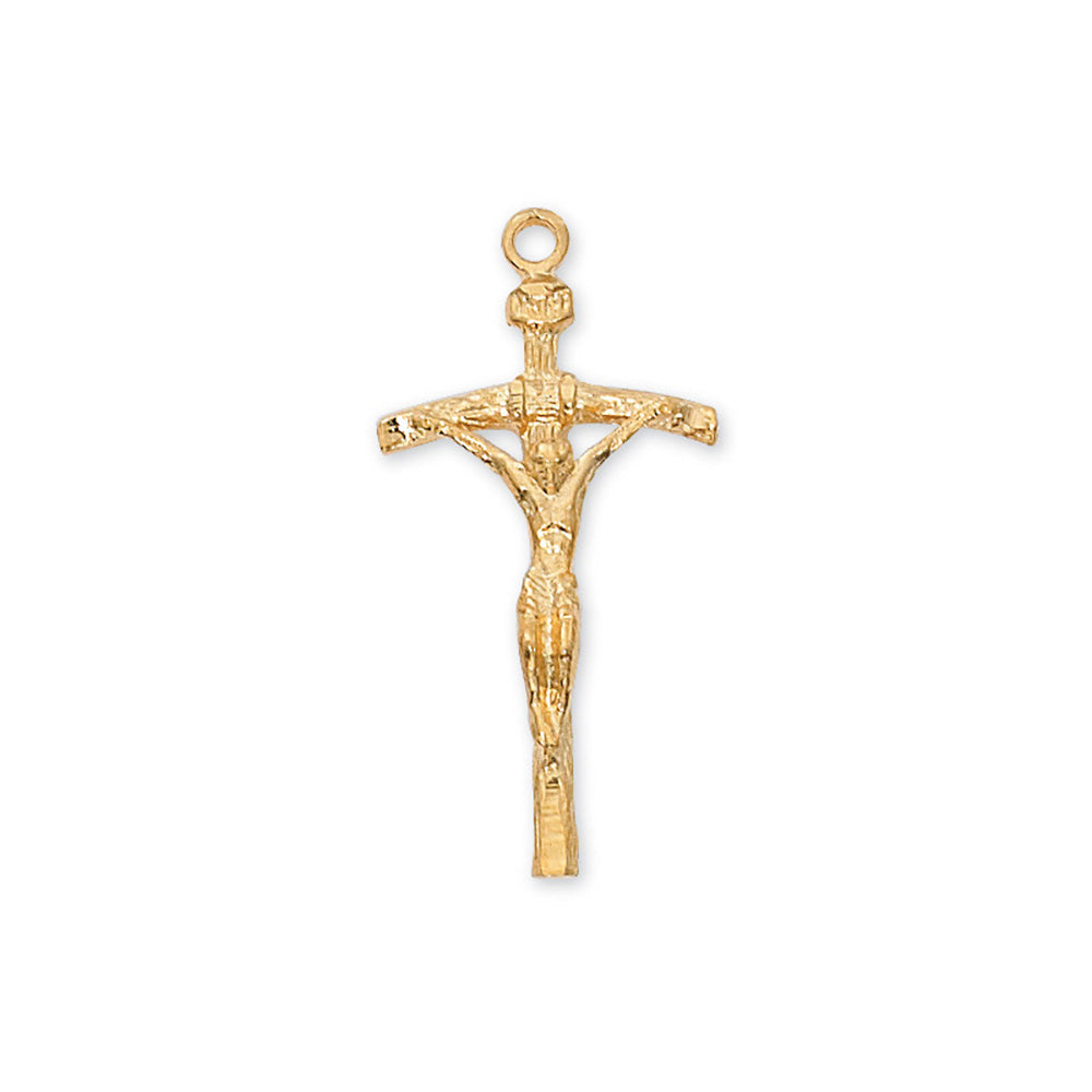 Gold Plated Papal Crucifix on 18 inch chain