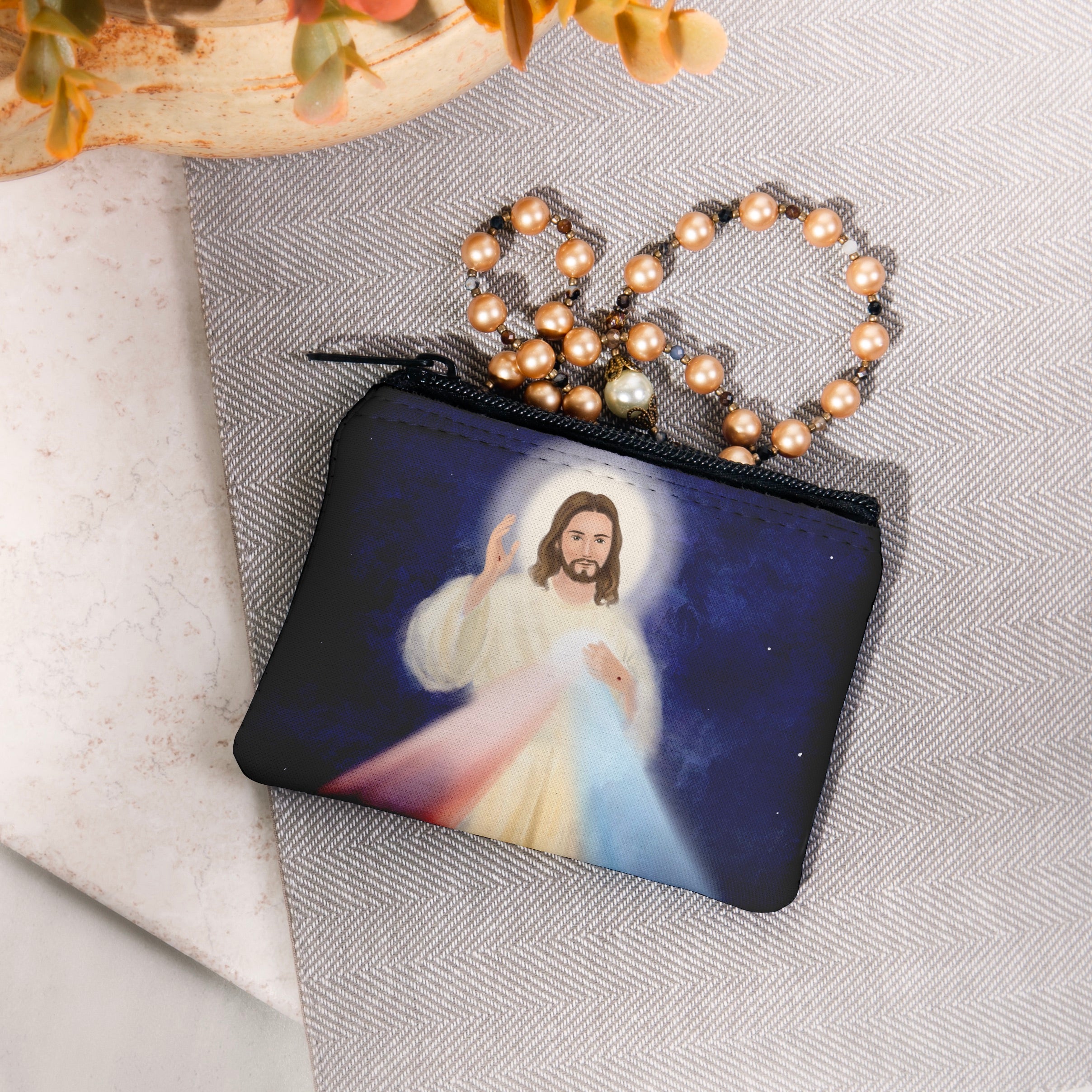 Personalized Divine Mercy Night Sky Rosary Pouch