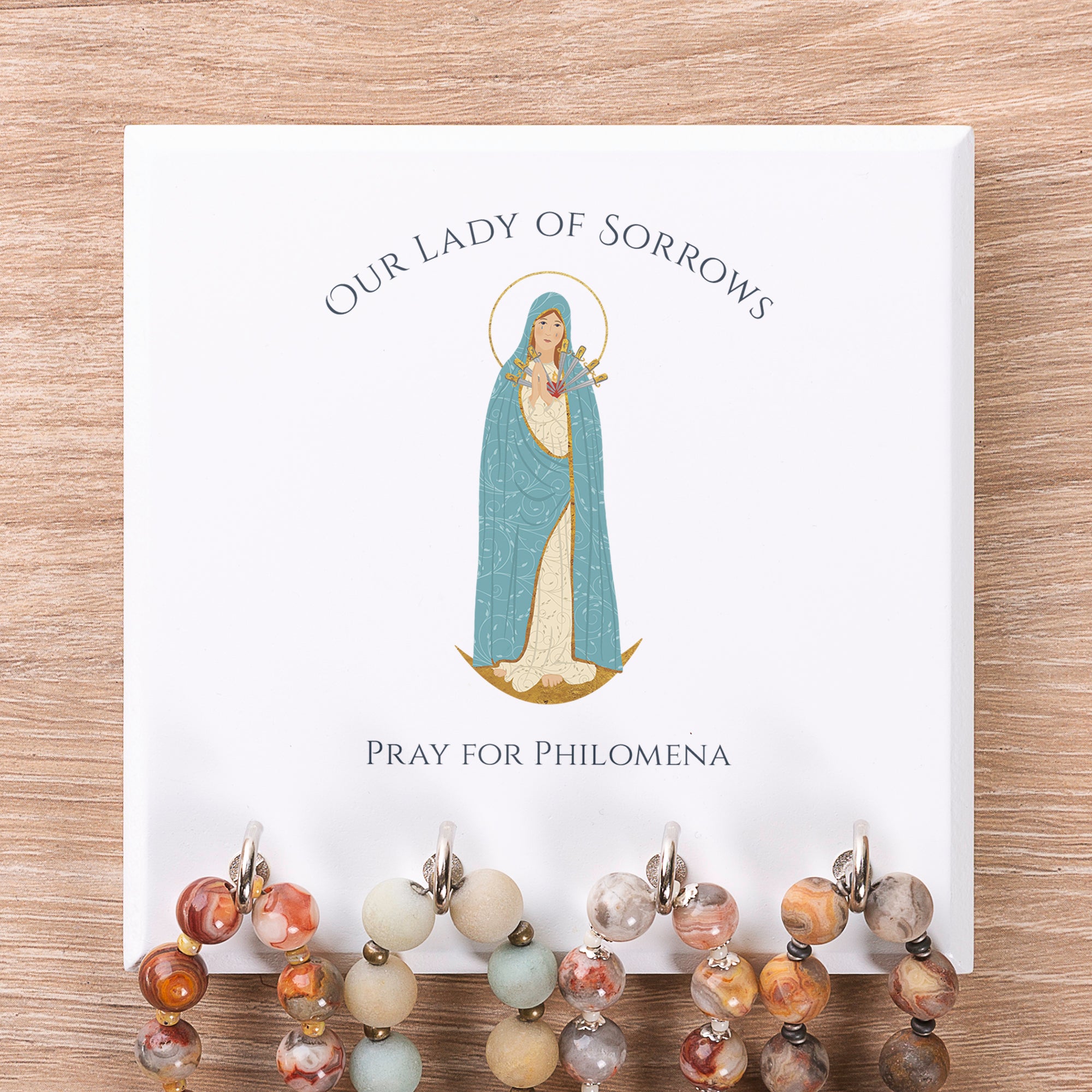Personalized Our Lady of Sorrows Rosary Rack