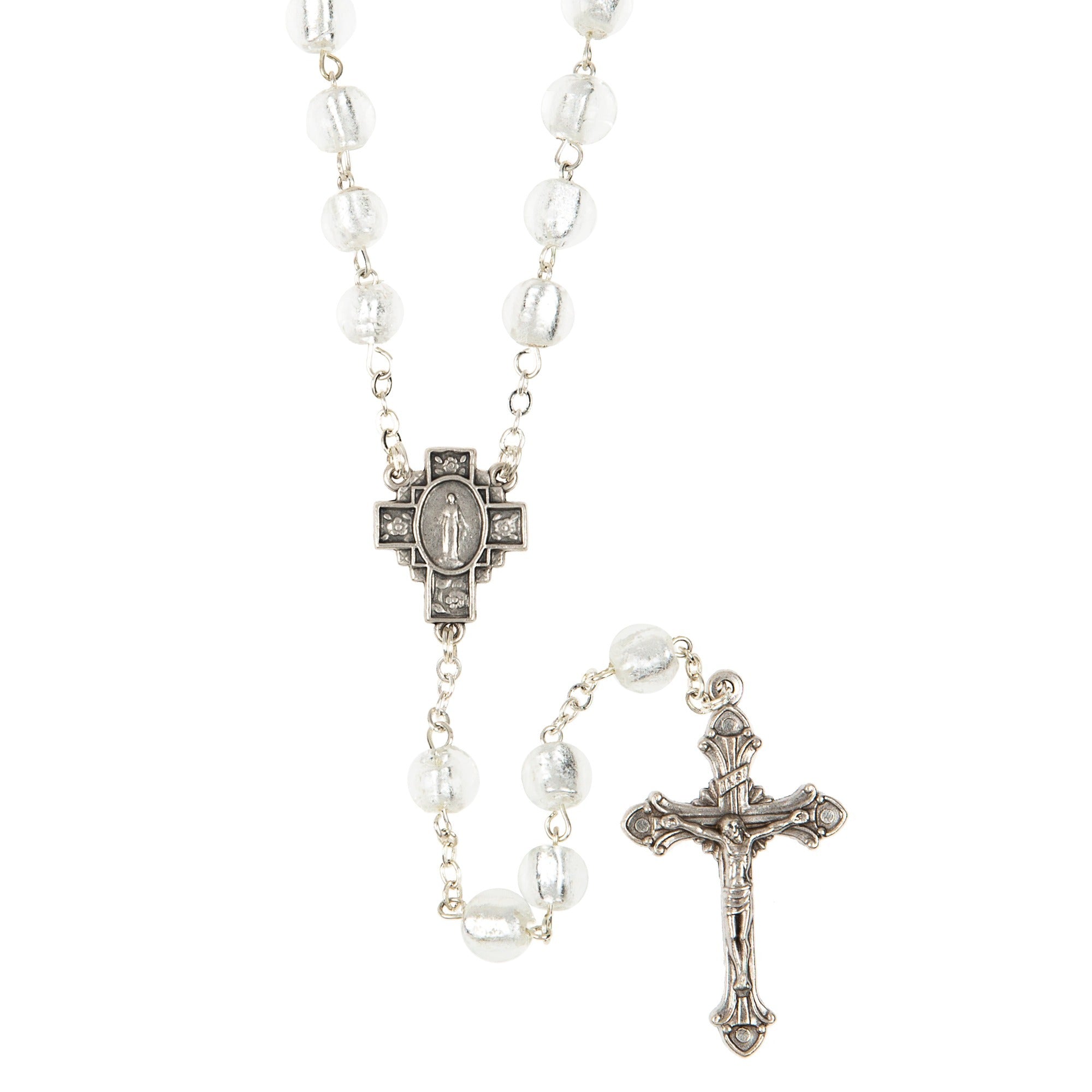 White Glass Rosary