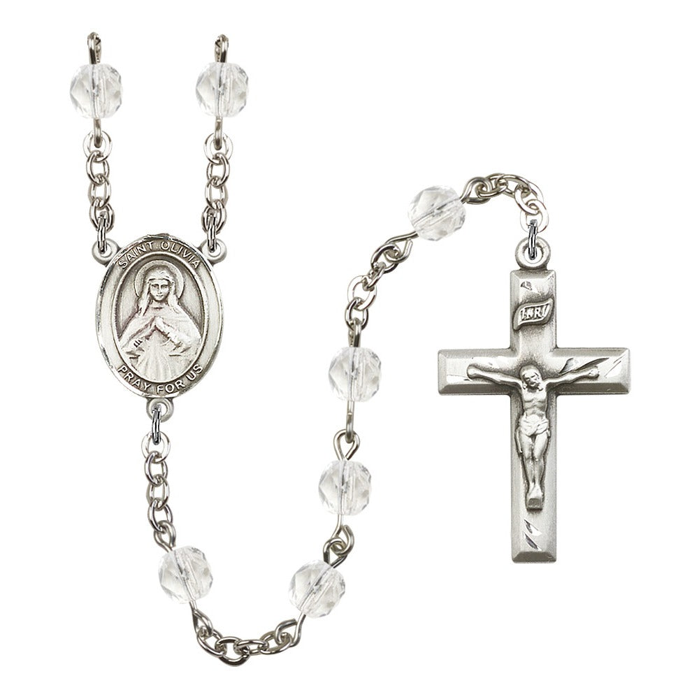 St. Olivia Crystal April Rosary 6mm