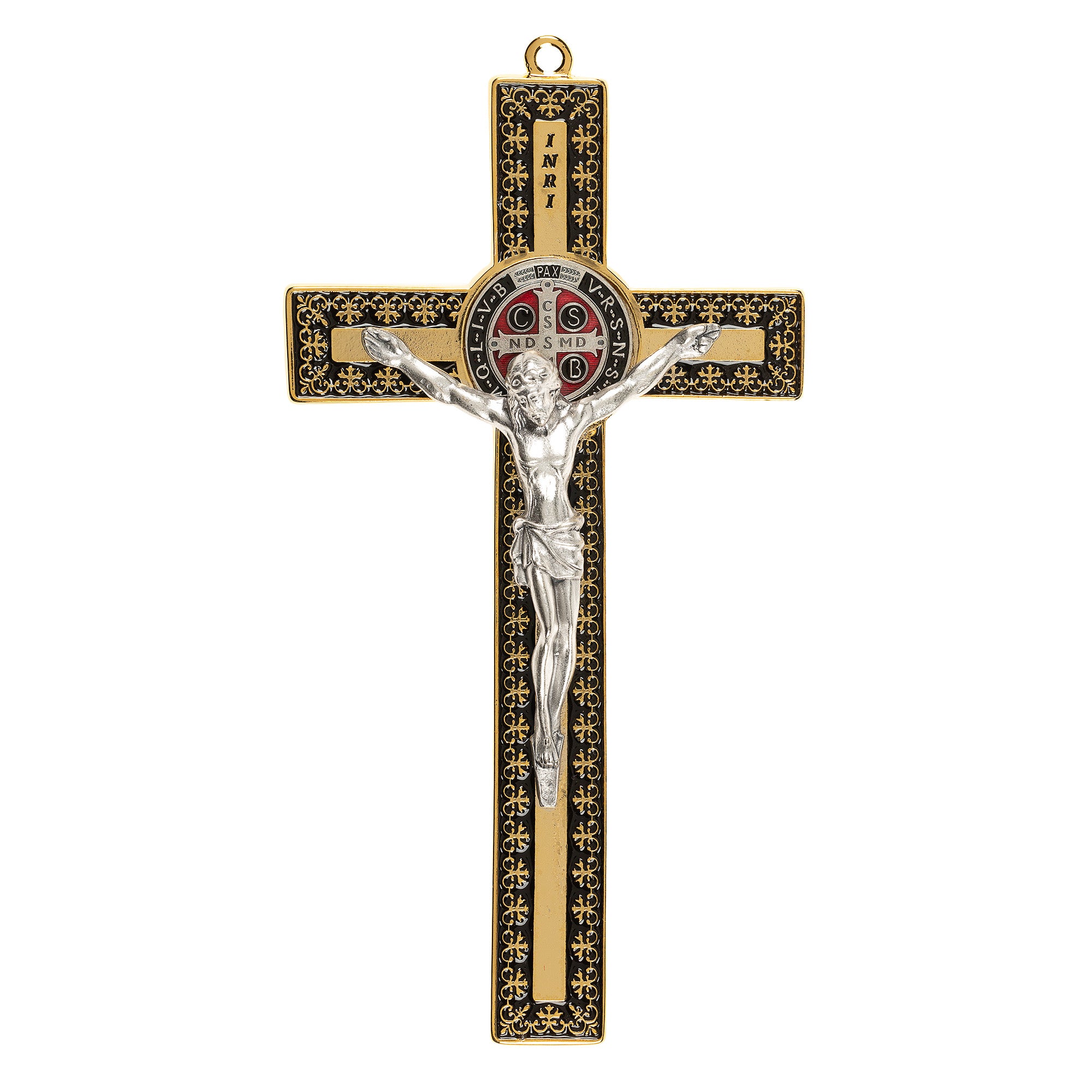 Black & Gold St. Benedict Standing Crucifix - 7.3"