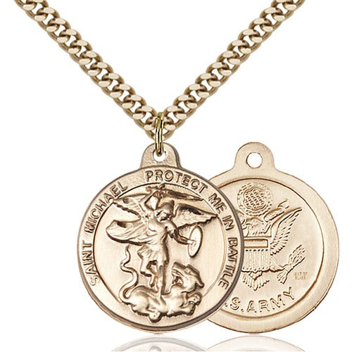 14kt Gold Filled St. Michael the Archangel Pendant / Army