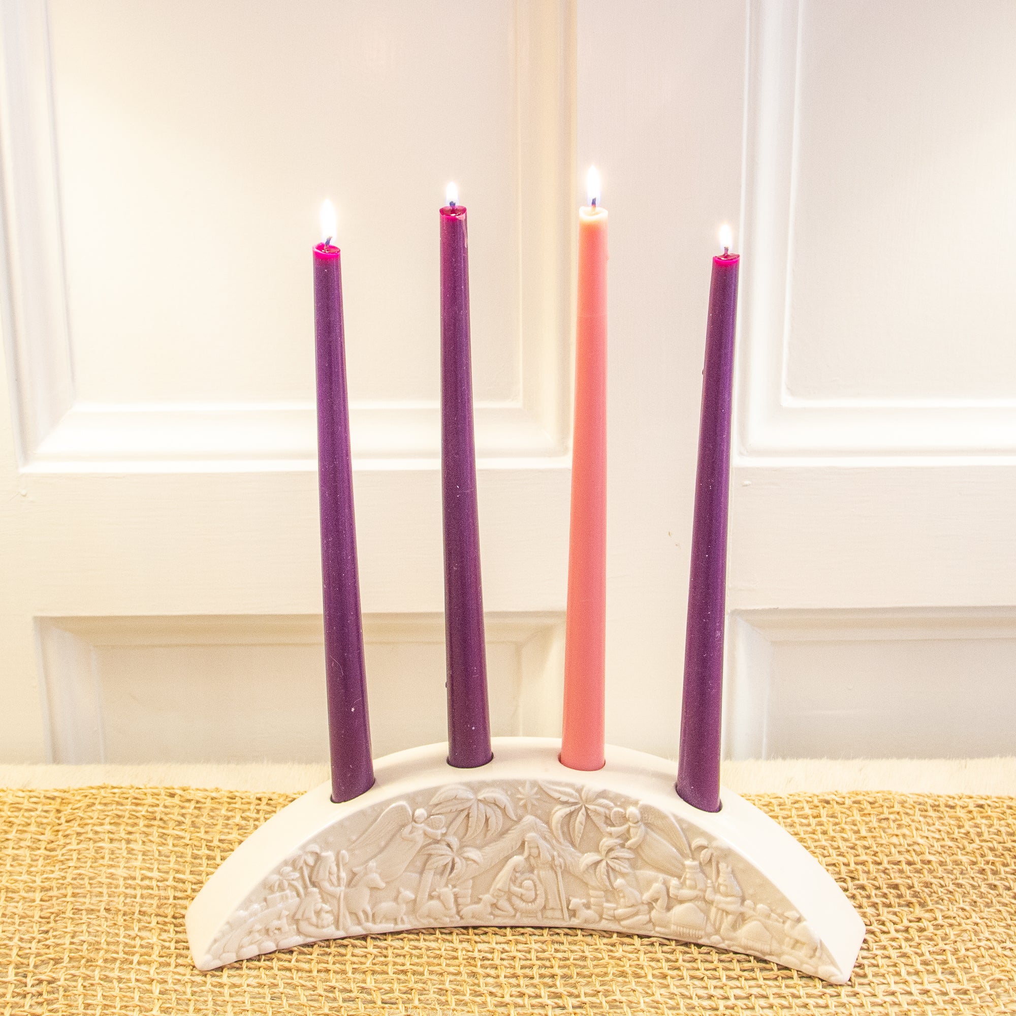 Christmas Candle Holder SYFURNIX Advent Candle Holders Set Of 4, Glass Tealight  Votive Christmas Table Centrepiece, image size:2000x2000