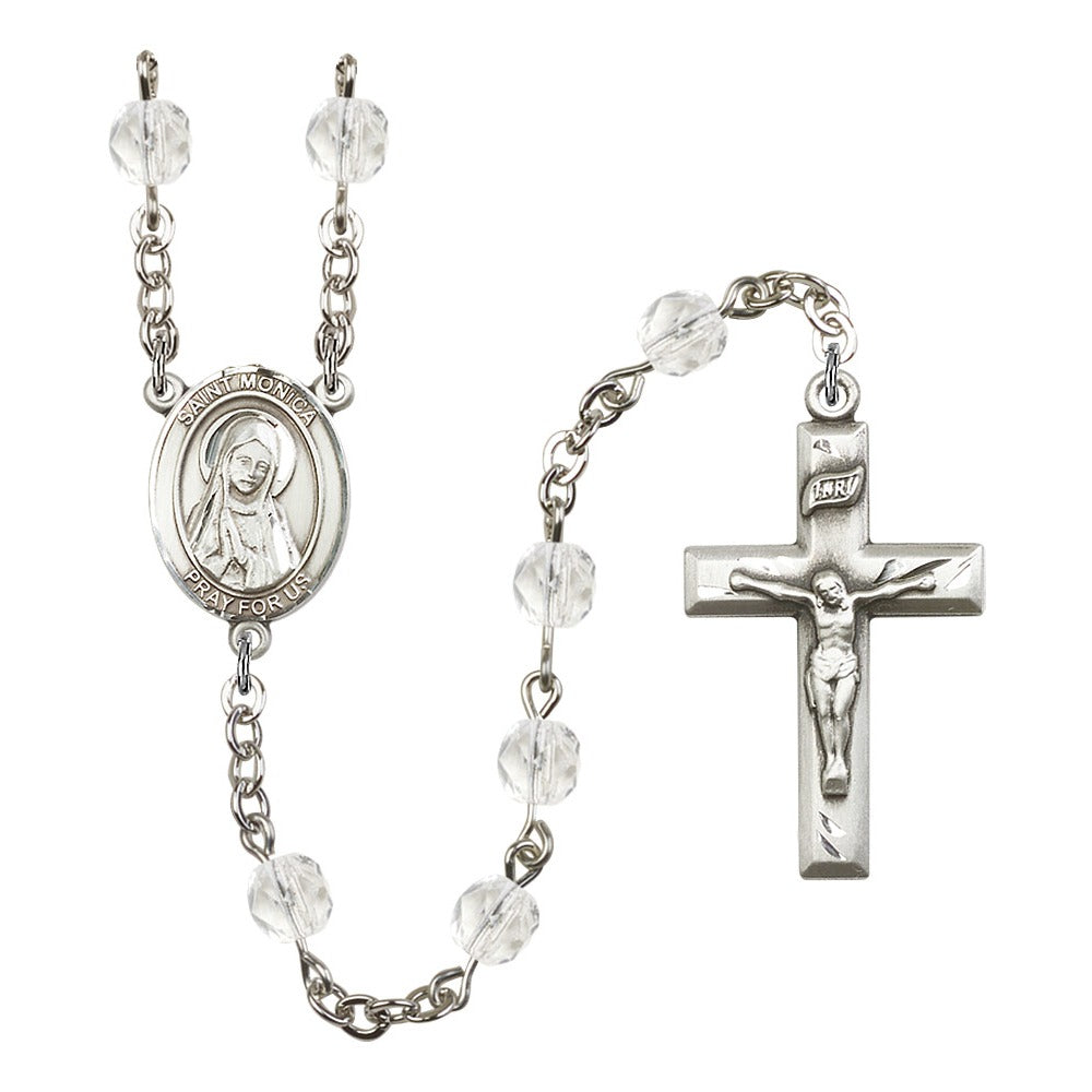 St. Monica Crystal April Rosary 6mm