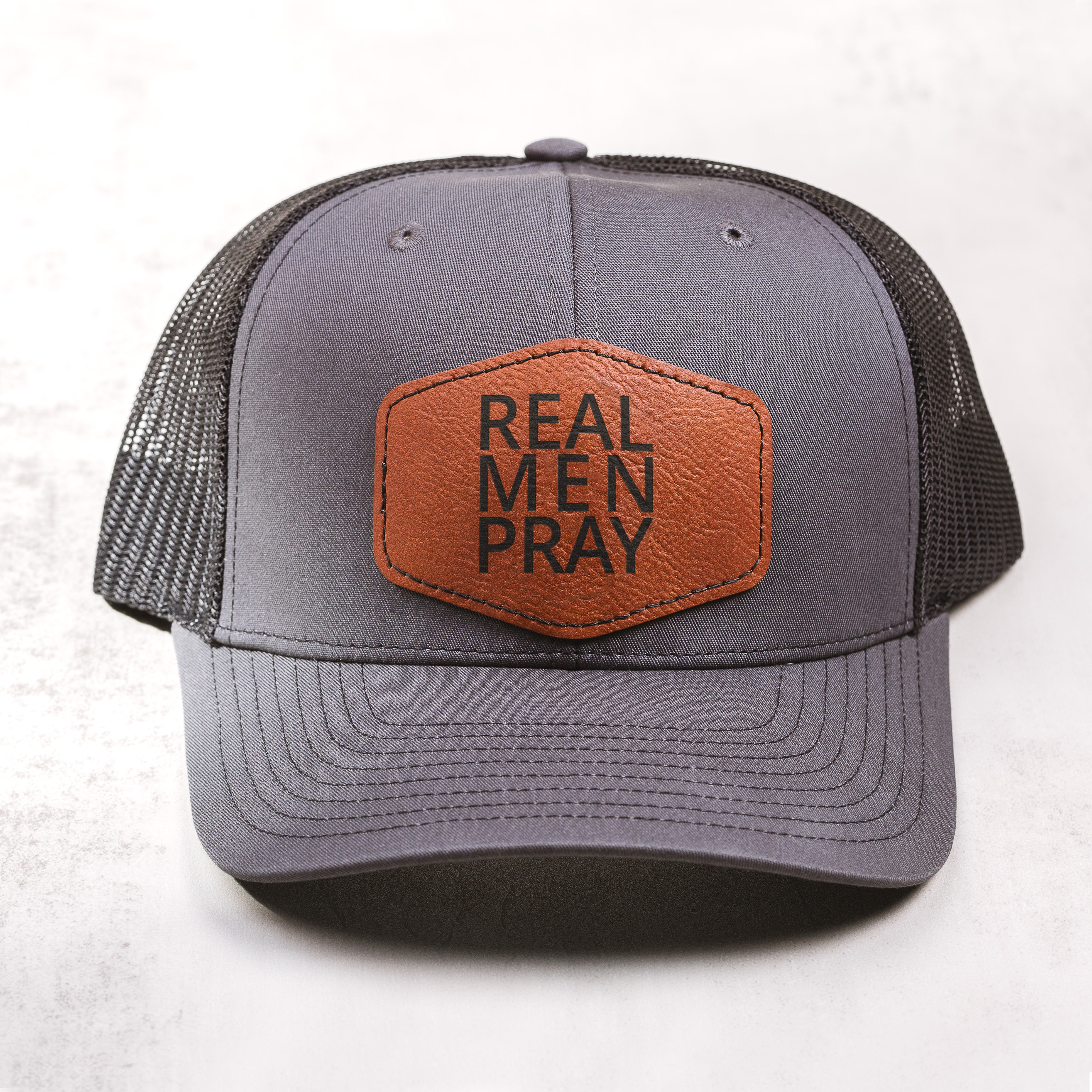 Real Men Pray Leather Patch Ball Cap