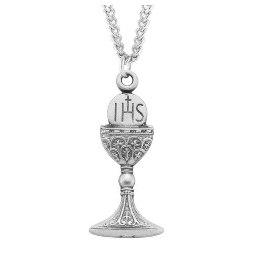 Etched Sterling Silver Chalice First Communion Necklace