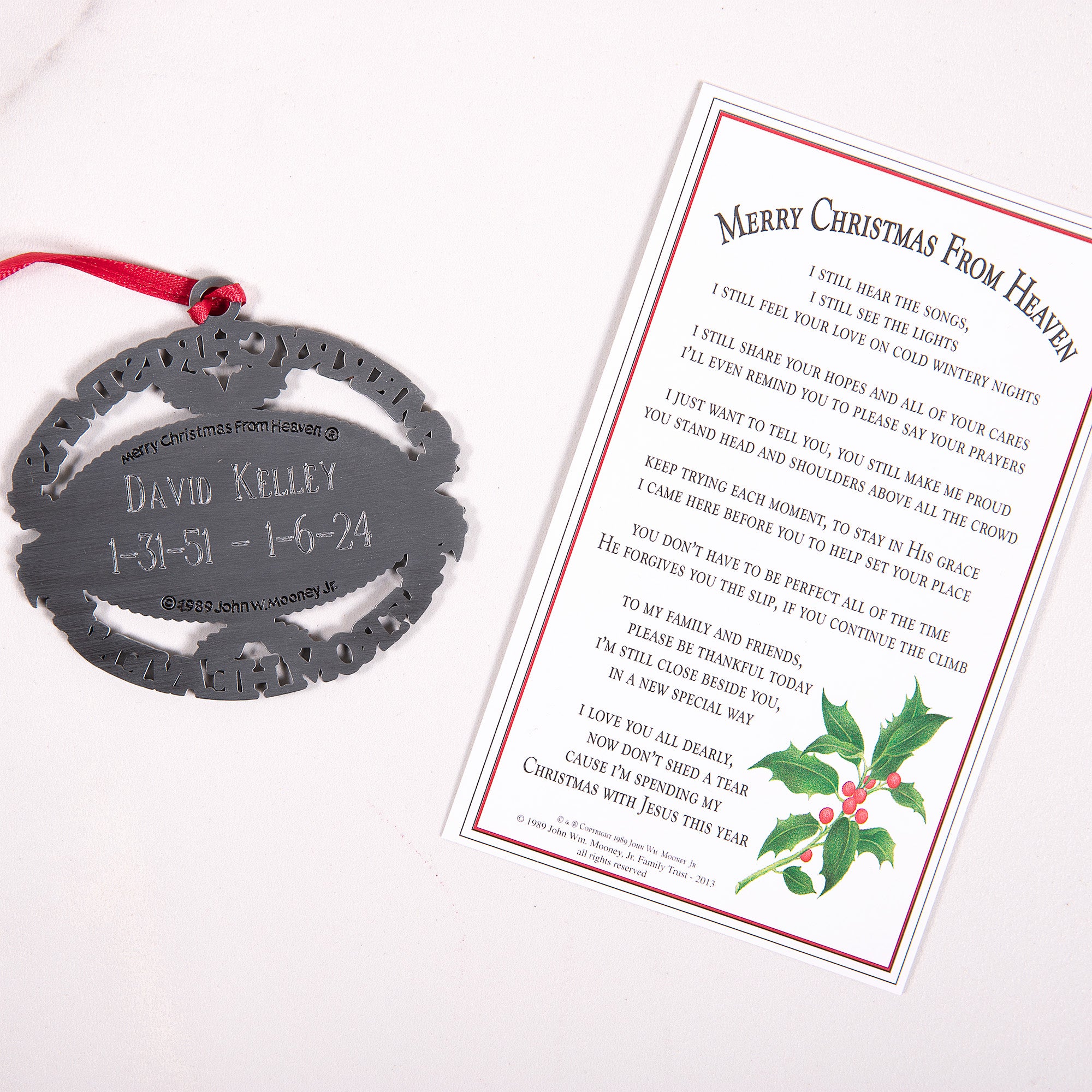 Merry Christmas From Heaven Ornament and Bookmark